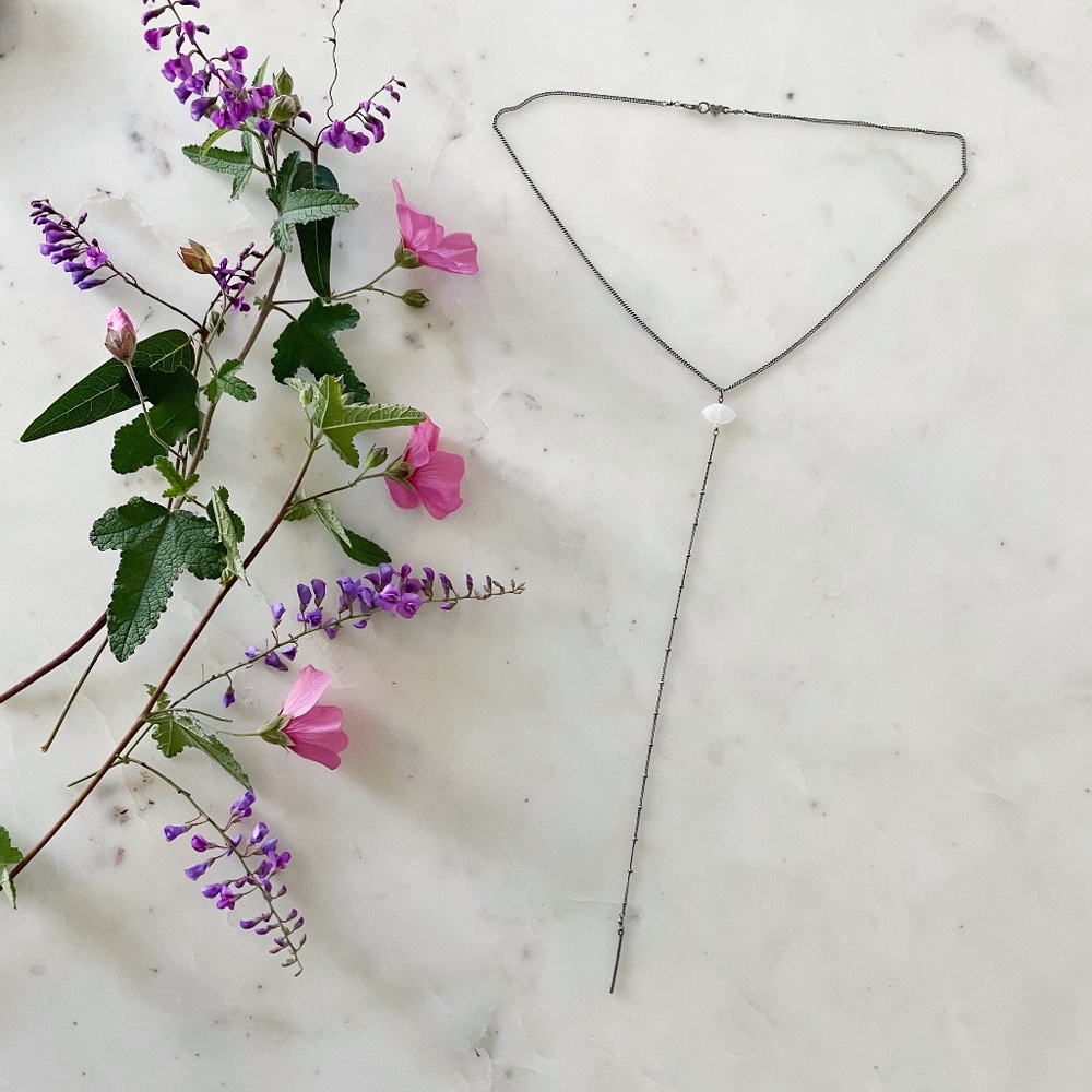 Chan Luu Quartz Crystal and Sterling Silver Y Drop Necklace